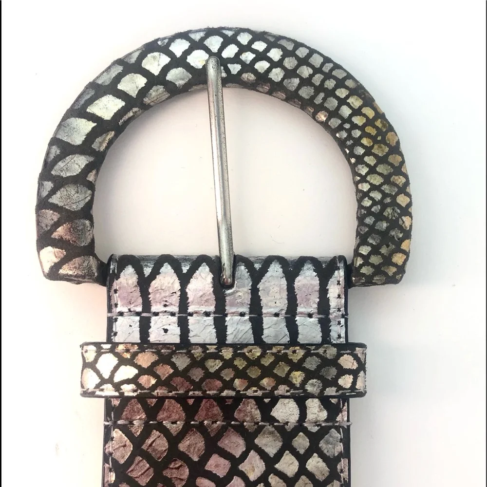 Leatherock 3” Metallic Embossed Leather Belt